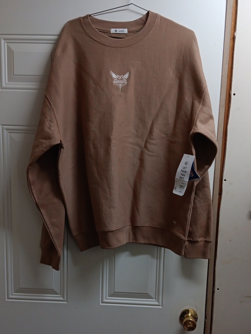 Men's Crewneck Sweatshirt in Tan with Small Chest Emblem